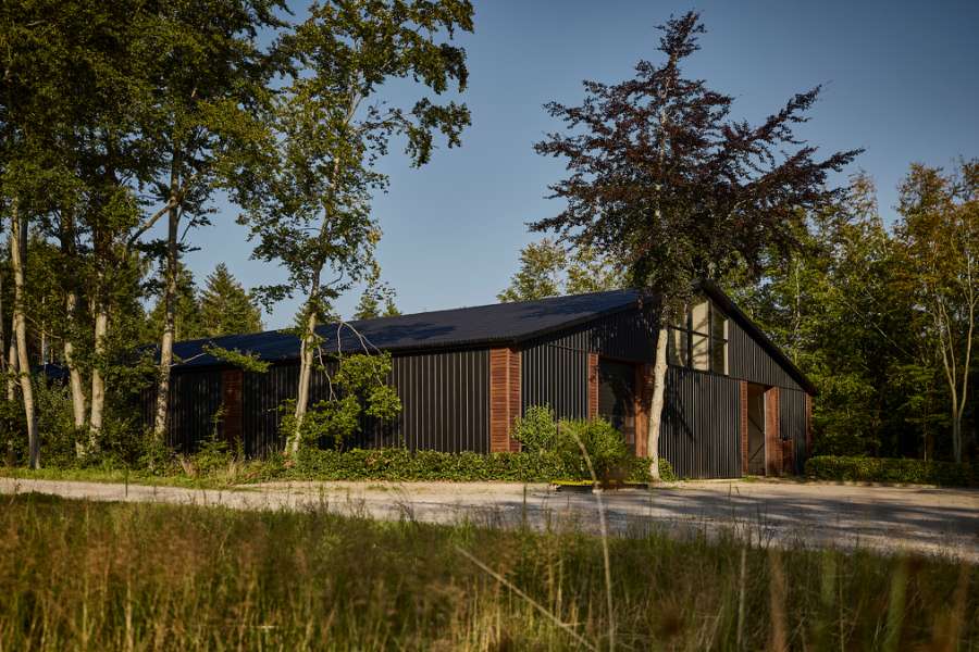 Summer light settles over steel profiles in the forest, Klæstruplundvej 11, 9240 Nibe, Denmark